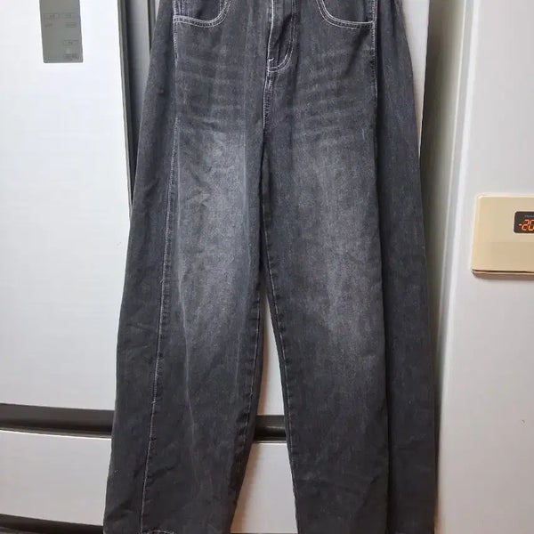[BUNJANG] Black Wide Denim Pants (Size S) / 검정색 와이드 데님 팬츠(S)