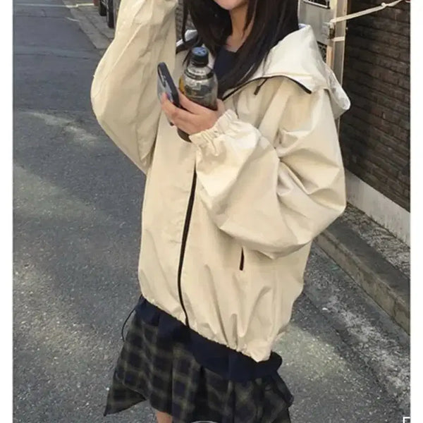 [BUNJANG] Terris Gorpcore Hoodie Windbreaker Ivory / 테리스 고프코어 후드 바람막이 아이보리