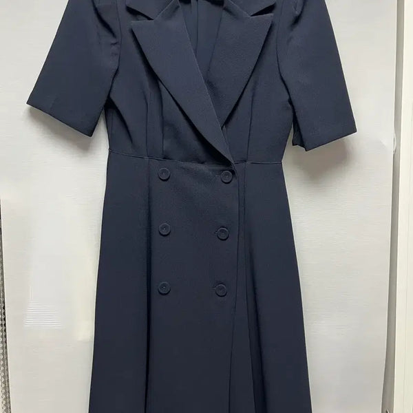 [BUNJANG] Atrangs Black Double-Button Midi Dress / (아뜨랑스) 블랙 더블 버튼 원피스