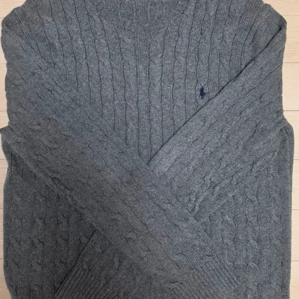 [BUNJANG] Polo Ralph Lauren Cable Knit Sweater Grey XL / 폴로 랄프로렌 케이블 니트 그레이 XL