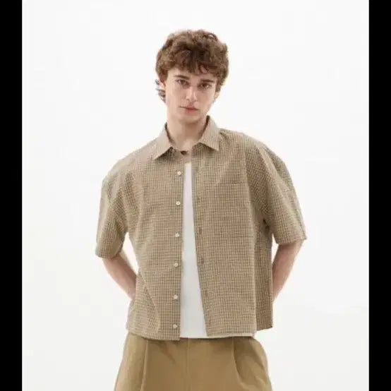 [BUNJANG] LEHUA Segment Crop Check Shirt M / 르아브 세그먼트 크롭체크셔츠 m