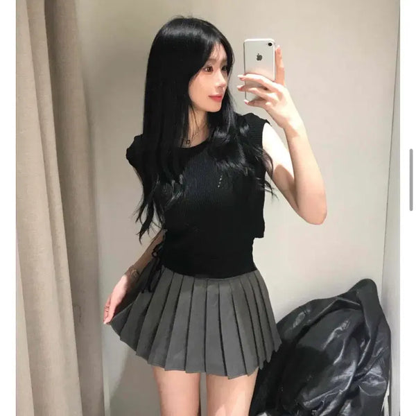 [BUNJANG] Pleated Skirt Grey (S) / 플리츠스커트 그레이컬러 s 속바지있음