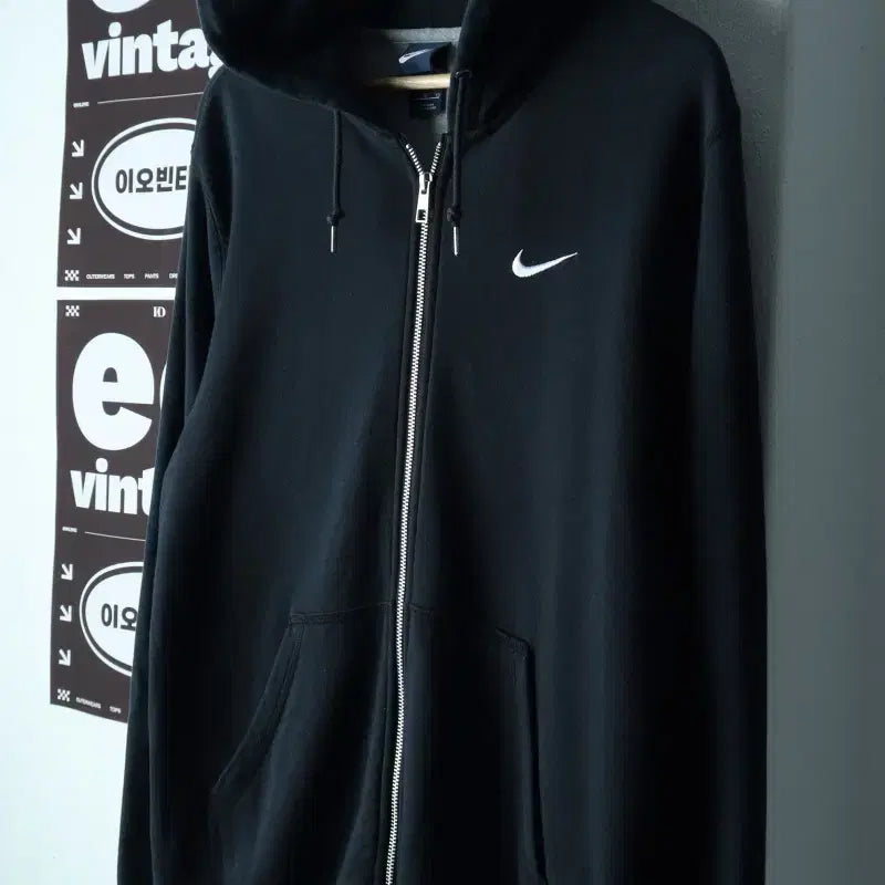 [BUNJANG] Nike Zip-Up Windbreaker Jumper Jacket Black / (XL-2XL) 나이키 집업 바람막이 점퍼자켓 블랙 Y2K-H38445