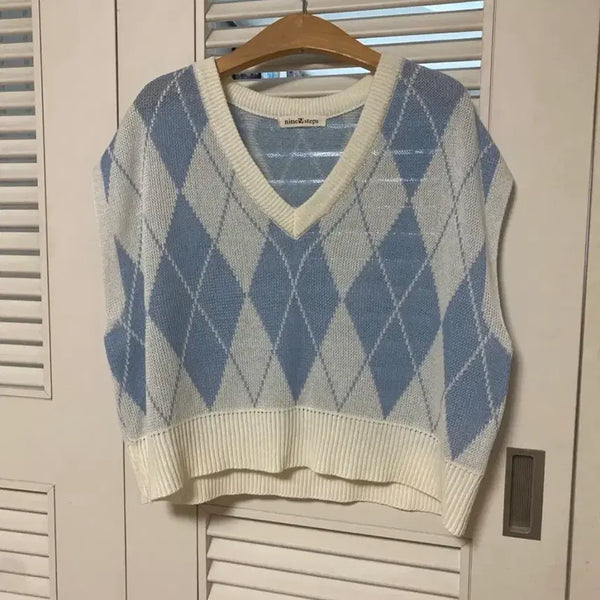 [BUNJANG] 9steps Argyle Knit Vest / 아가일니트베스트