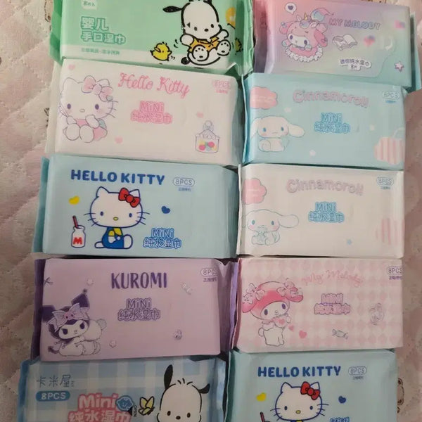 [BUNJANG] Sanrio Characters Mini Wet Wipes Bundle / 산리오 캐릭터 미니 물티슈 헬로키티 시나모롤 쿠로미 포차코 마이멜로디