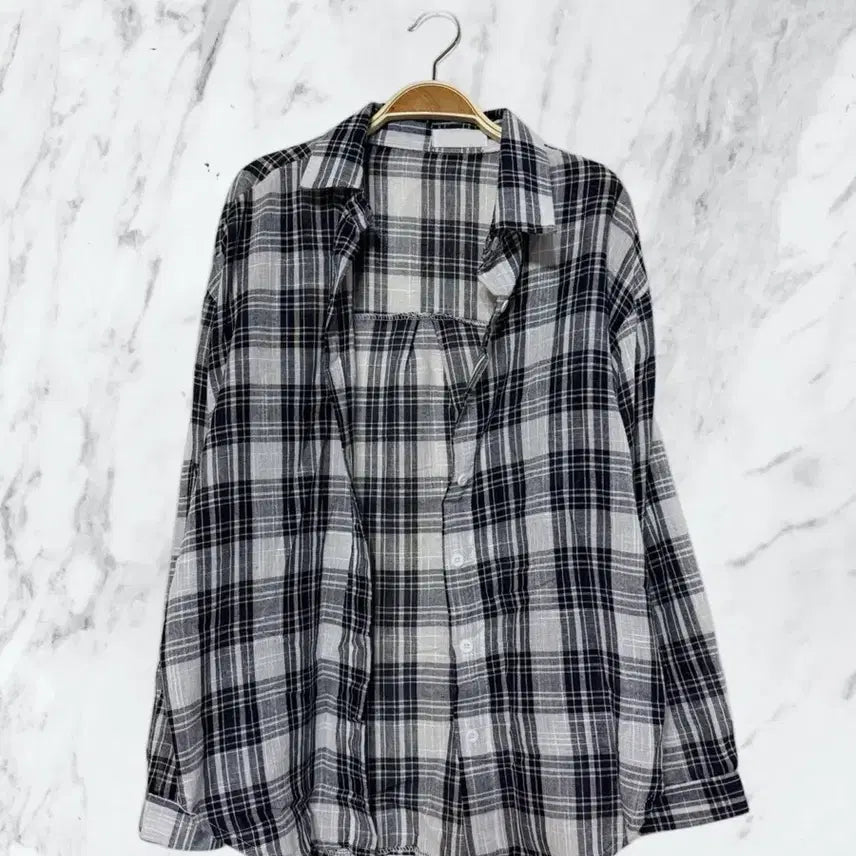 [BUNJANG] Thin Checkered Shirt / 체크셔츠 살안타템 얇은 남방