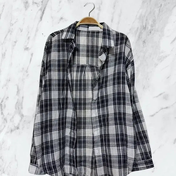 [BUNJANG] Thin Checkered Shirt / 체크셔츠 살안타템 얇은 남방