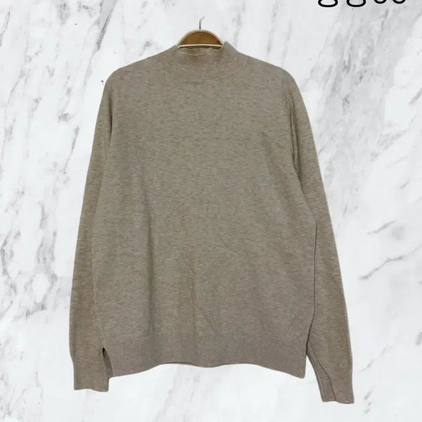 [BUNJANG] Beige Half-Neck Slit Hem Knit (New) / 베이지 반폴라 밑단 트임 니트 새상품