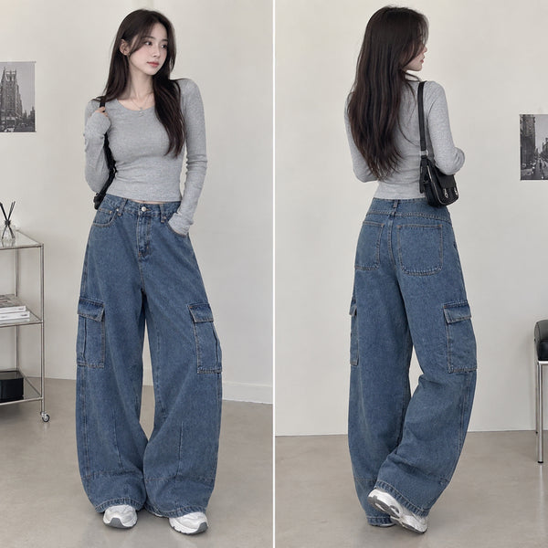 [BUNJANG] Ably Cargo Wide Jeans / 청바지 카고와이드팬츠 M