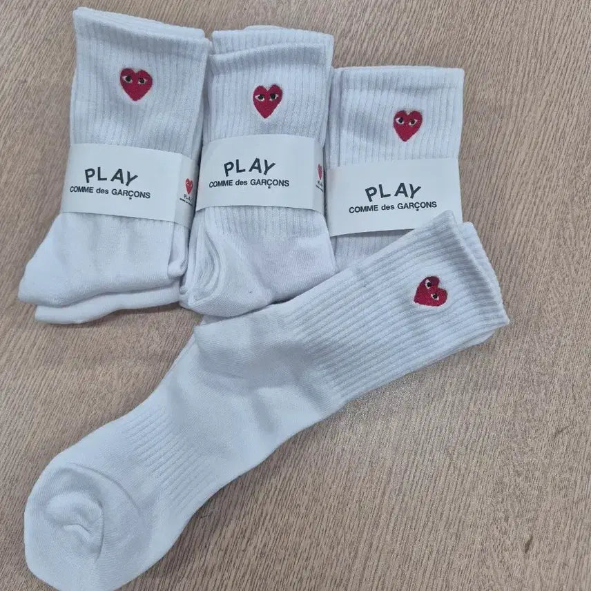 [BUNJANG] Comme des Garçons Play White Socks Set (9 Pairs) / 꼼데가르송 플레이 화이트 양말9족