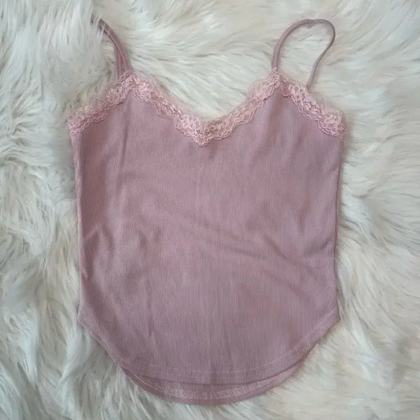 [BUNJANG] Pleasenofollow Flora Lace Top - Pink / (옷장 정리) 플리즈노팔로우 플로라 레이스 탑 핑크