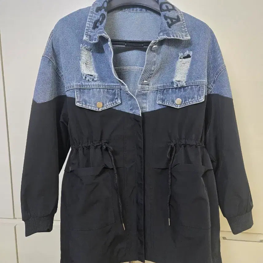 [BUNJANG] Two-Tone Denim Hooded Jacket / 투톤 데님 후드 자켓
