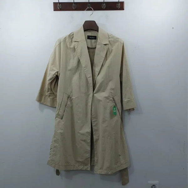 [BUNJANG] AB PLUS Women's Beige Mid Trench Coat Jacket / 추S 에이비플러스 여성 베이지 간절기 미디 트렌치코트 자켓