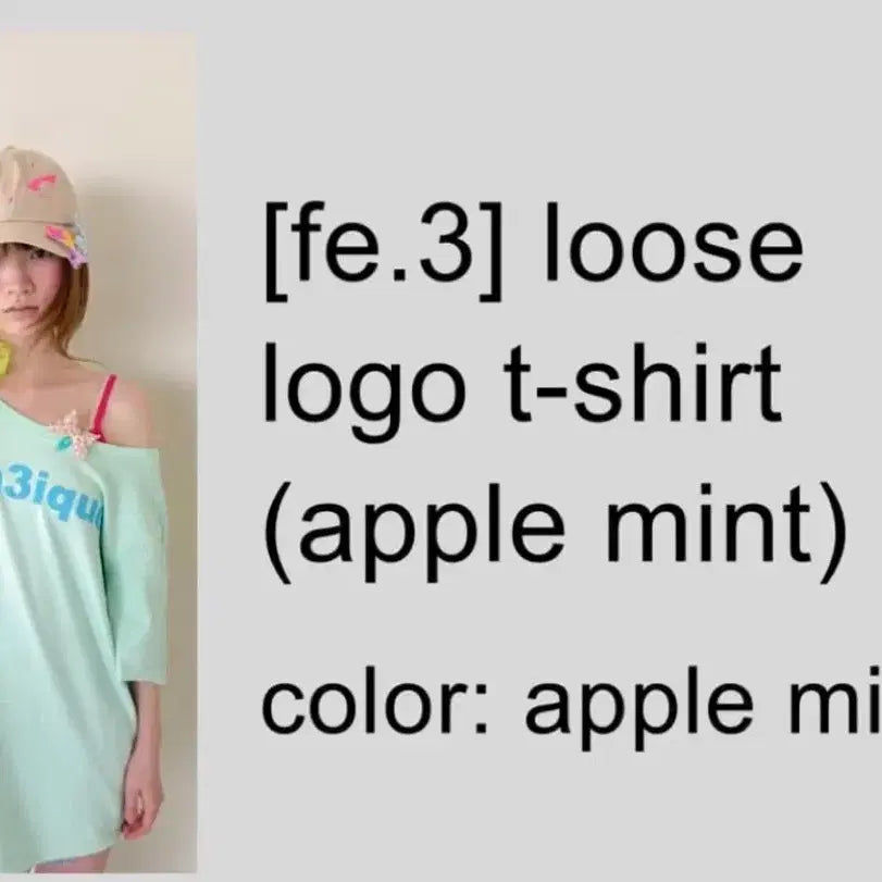 [BUNJANG] Shop Fairy Apple Mint Loose Tee / 샵페어리 애플민트 루즈 티
