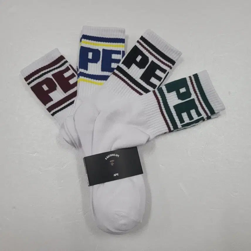 [BUNJANG] BAPE 4-Pack Crew Socks / 베이프 양말 4켤레1묶음