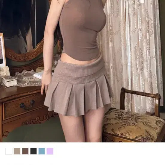 [BUNJANG] Kindame Halter Half-Neck Knit Top Pale Pink / [kindame] 카인다미 홀터 하프넥 니트탑 페일핑크