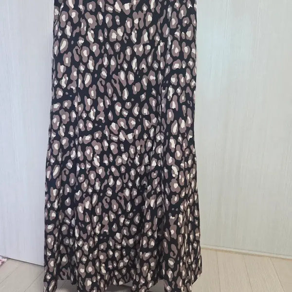 [BUNJANG] Leopard Print A-Line Long Skirt / 롱치마