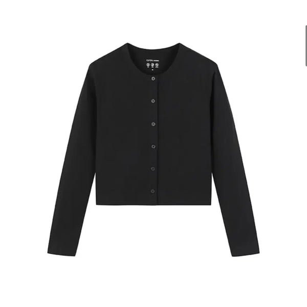 [BUNJANG] TOPTEN Black Round Neck Cardigan / (미착용) 탑텐 블랙 라운드넥 가디건