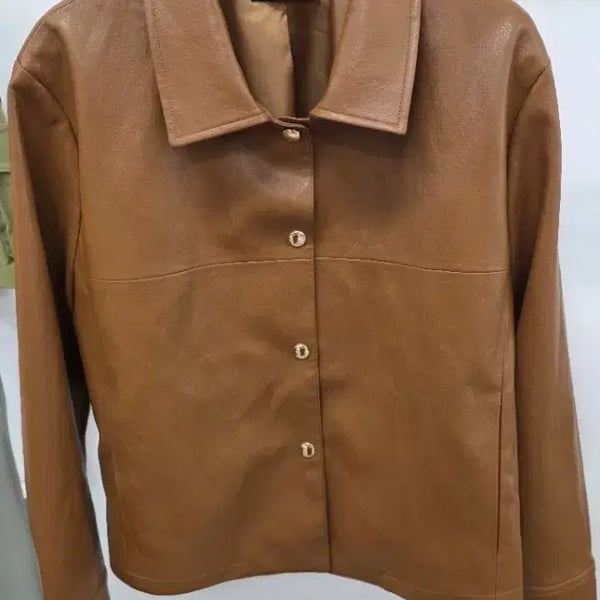 [BUNJANG] Mine Brown Eco Leather Collar Jacket / 마인브라운 에코레더 카라 재킷