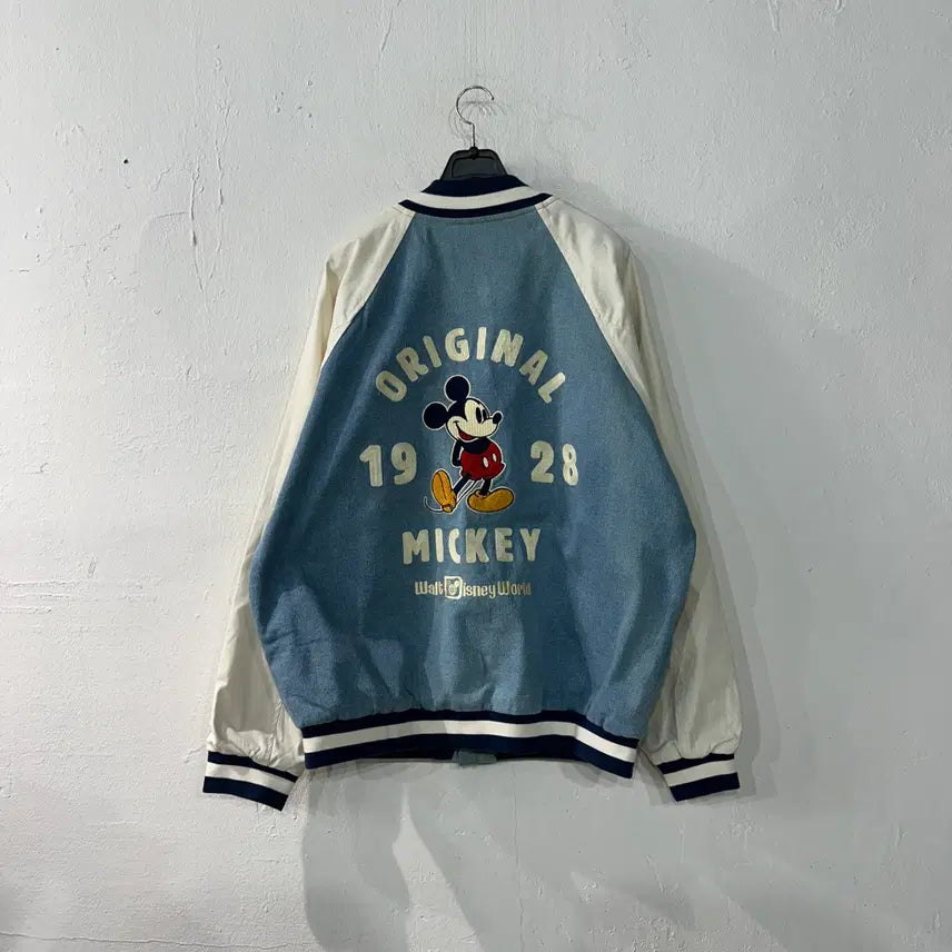 [BUNJANG] Disney Mickey Mouse USA Denim Varsity Jacket (Size 105) / 디즈니 미키마우스 USA 데님 바시티 자켓 105