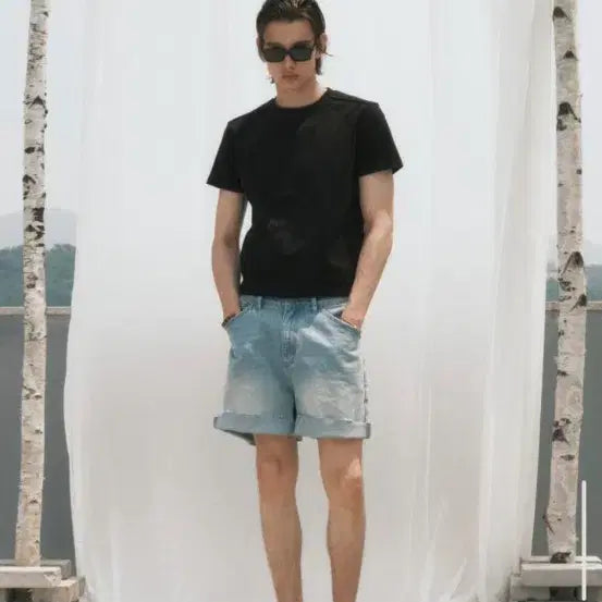 [BUNJANG] Noir Low-Cut Half Denim Shorts / 노이어 로우컷 하프 데님