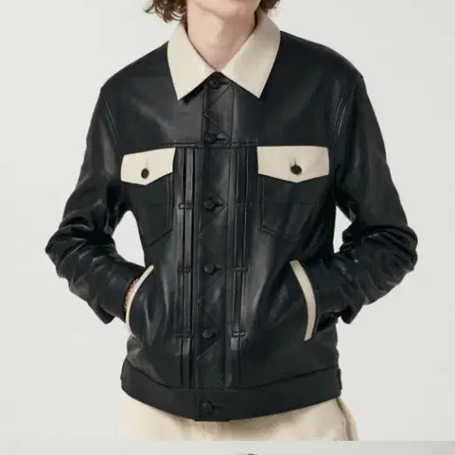 [BUNJANG] Sperone Trucker Jacket Black Leather / 스페로네 트러커