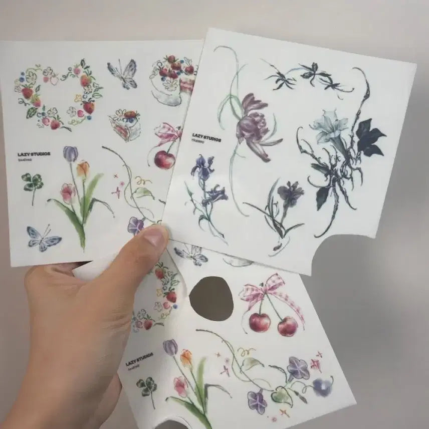[BUNJANG] Lazy Studio Tattoo Stickers (3 Sheets) / 레이지스튜디오 타투스티커 3장