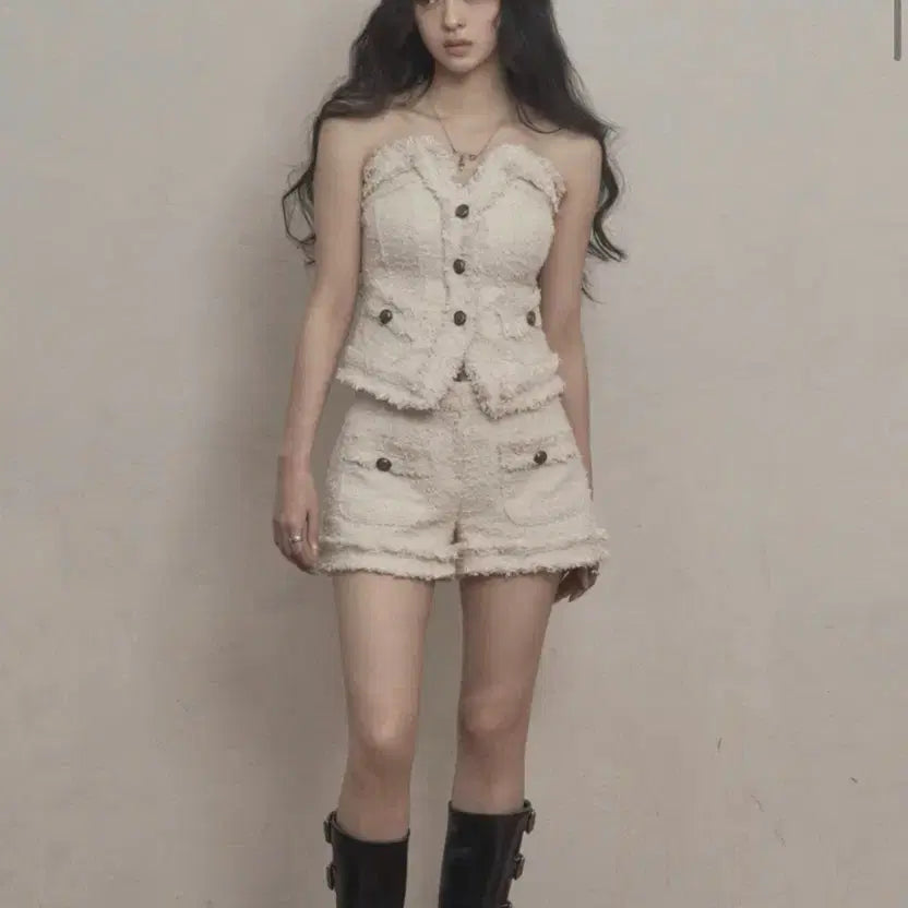 [BUNJANG] Khaki Point Tweed Set-up / 카키포인트 트위드 셋업