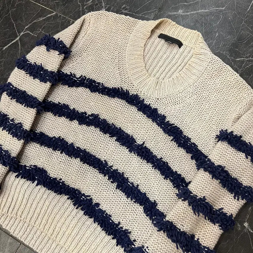 [BUNJANG] Alexander Wang Striped Beige "Toned Down" Sweater / M 알렉산더왕 스트라이프 베이지 톤다운 스웨터