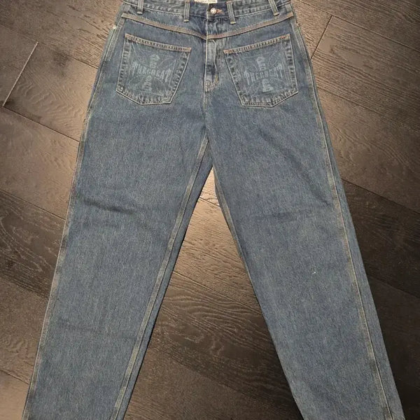 [BUNJANG] Alfred Iron Cross Reverse Denim Pants / 알프레드 아이언크로스 리버스 데님 팬츠