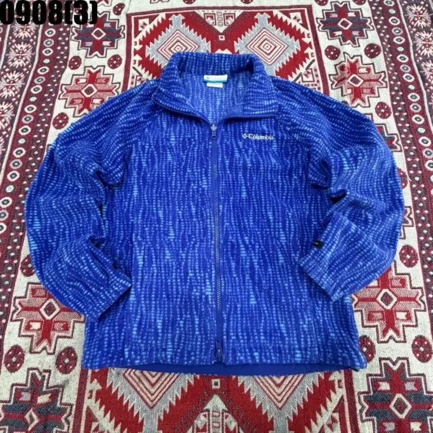 [BUNJANG] Columbia Fleece Zip-Up Blue Pattern (Size S) / 콜롬비아 플리스 집업 블루 패턴 S 0908