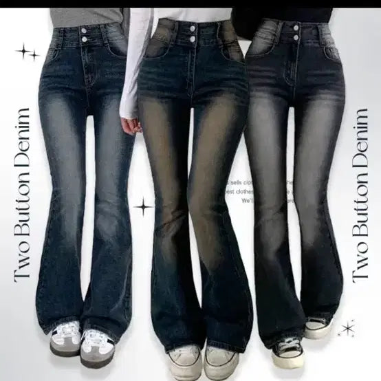 [BUNJANG] Two-Button Denim Bootcut Pants / 투버튼 데님 부츠컷 팬츠