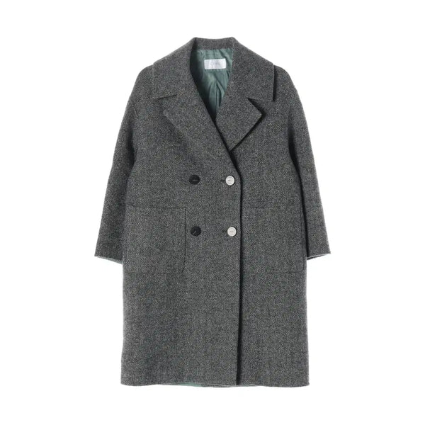 [BUNJANG] Gibi 21FW Herringbone Pattern Wool Cashmere Blend Double Long Coat / 기비 21FW 헤링본 패턴 울 캐시미어 혼방 더블 롱 코트