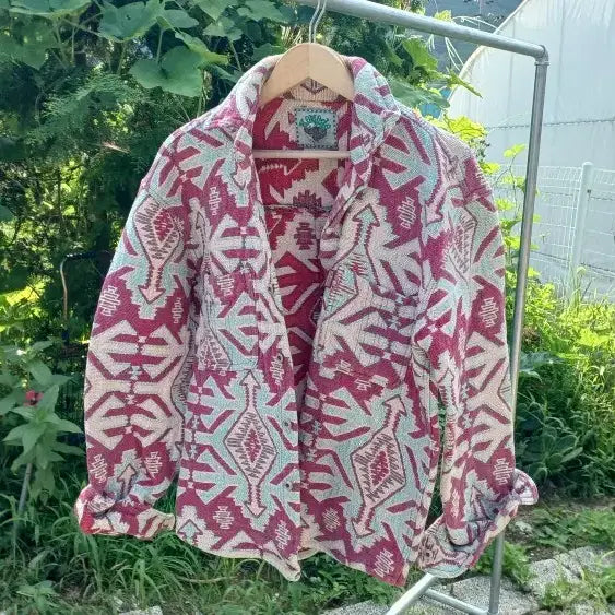 [BUNJANG] KOMODO Ethnic Pattern Blanket Fabric Jacket (Men's L) / 블랭킷 원단 코모도 에스닉 셔츠 자켓 (남 L)