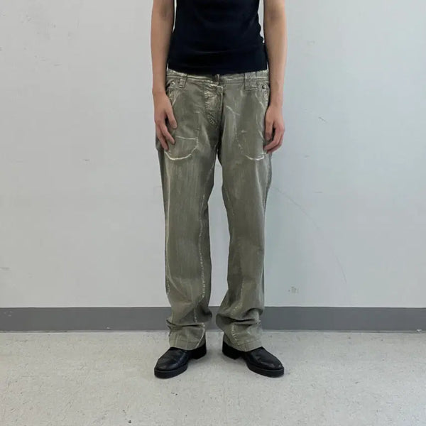 [BUNJANG] S.B.Concept High Stance Studded Patch Washed Pants 48 / S.B.Concept 하이 스탠스 스터드 패치 워싱 팬츠 48