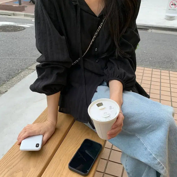 [BUNJANG] V-Neck Frill Blouse / 브이넥 프릴 블라우스