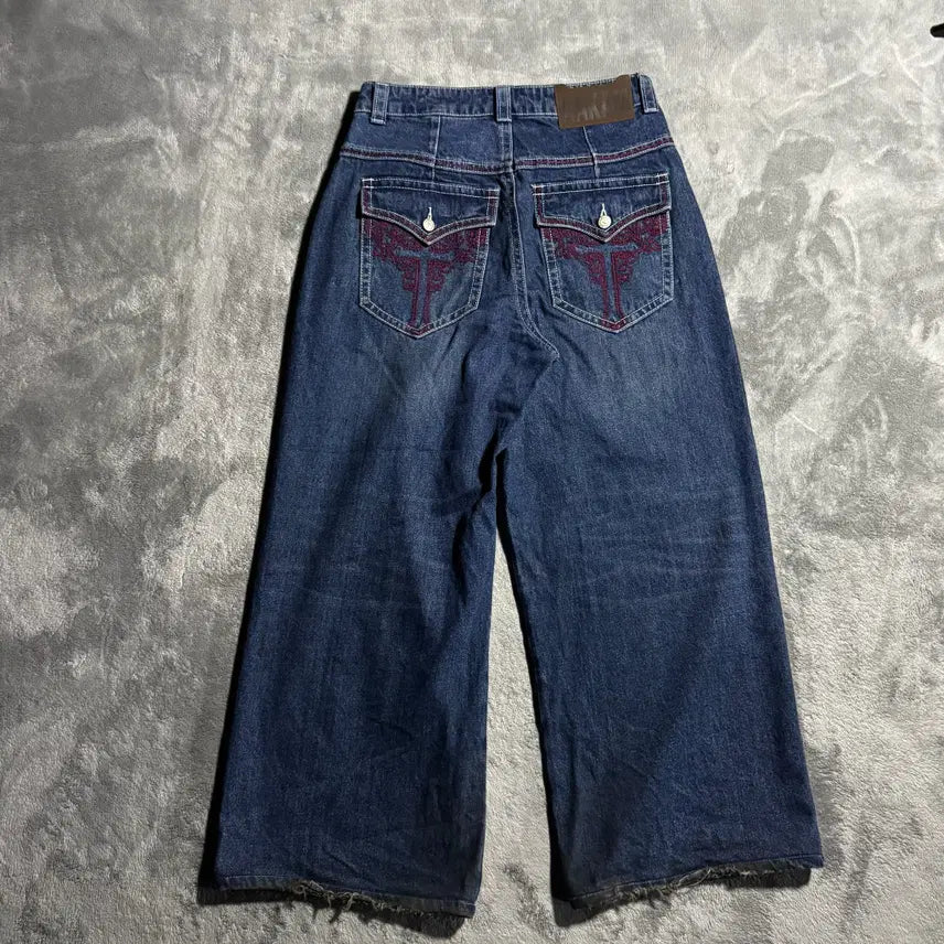 [BUNJANG] AAKAM Embroidered Denim Pants Size 1 / AAKAM 아캄 엉덩이 자수 데님팬츠 1