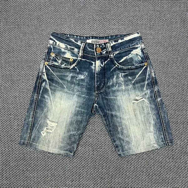 [BUNJANG] Evisu Washing Half Denim Pants / 에비수 워싱 하프 데님팬츠