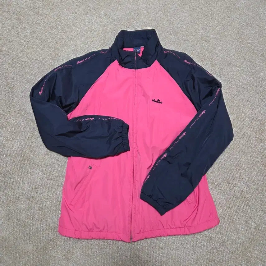 [BUNJANG] Ellesse Color-Blocked Zip-Up Windbreaker Jacket / 엘레쎄 핑크/네이비 배색 바람막이