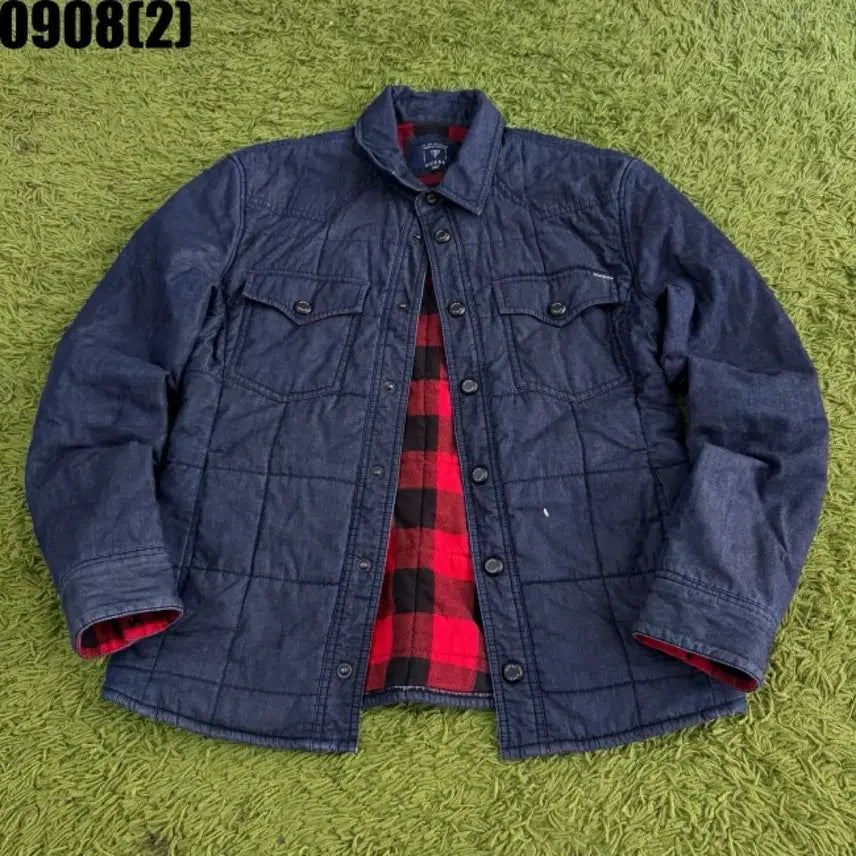 [BUNJANG] Guess Quilted Lined Shirt Jacket Navy Check / 게스 퀼팅 셔츠 자켓 네이비 체크 안감 s 0908