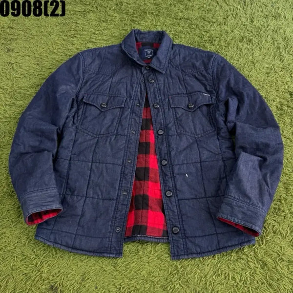[BUNJANG] Guess Quilted Lined Shirt Jacket Navy Check / 게스 퀼팅 셔츠 자켓 네이비 체크 안감 s 0908