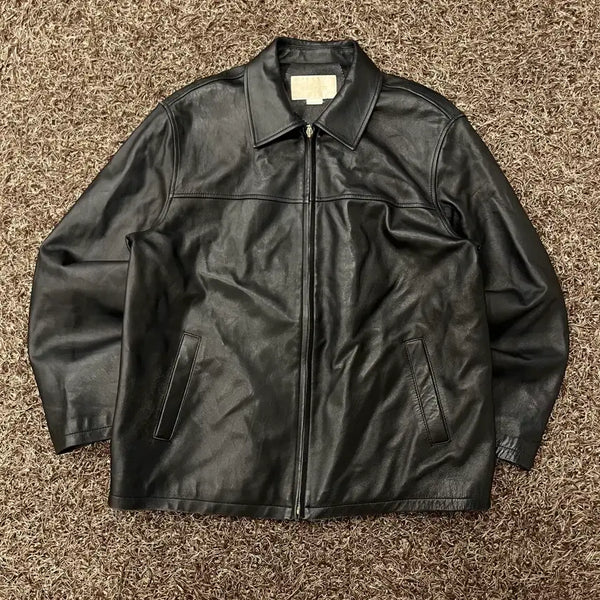 [BUNJANG] Vintage Lambskin Single Zip Leather Jacket / 105 빈티지 양가죽 싱글 집업 레더 가죽 자켓