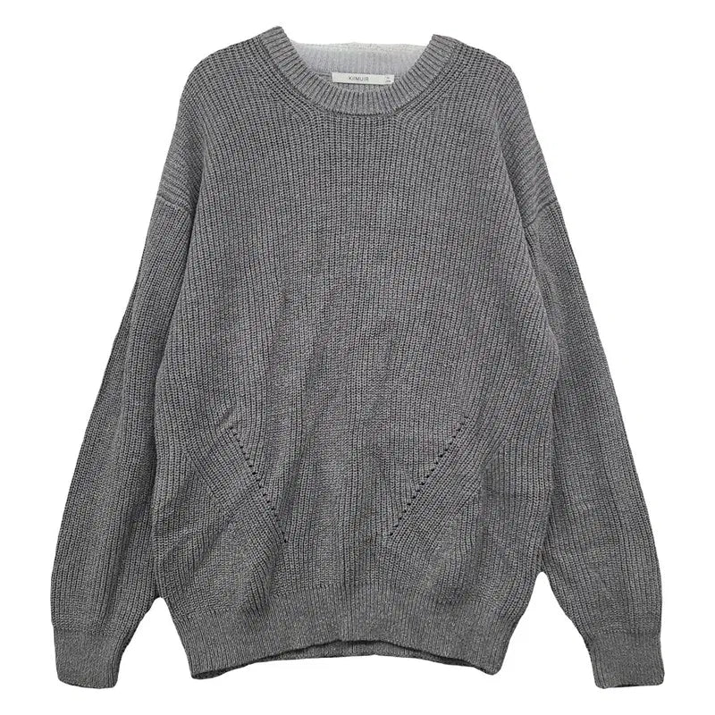 [BUNJANG] KIMMYER Gray Cotton Minimalist Basic Round Knit M / 키뮤어 KIMMYER 그레이 코튼 미니멀 베이직 라운드 니트 M