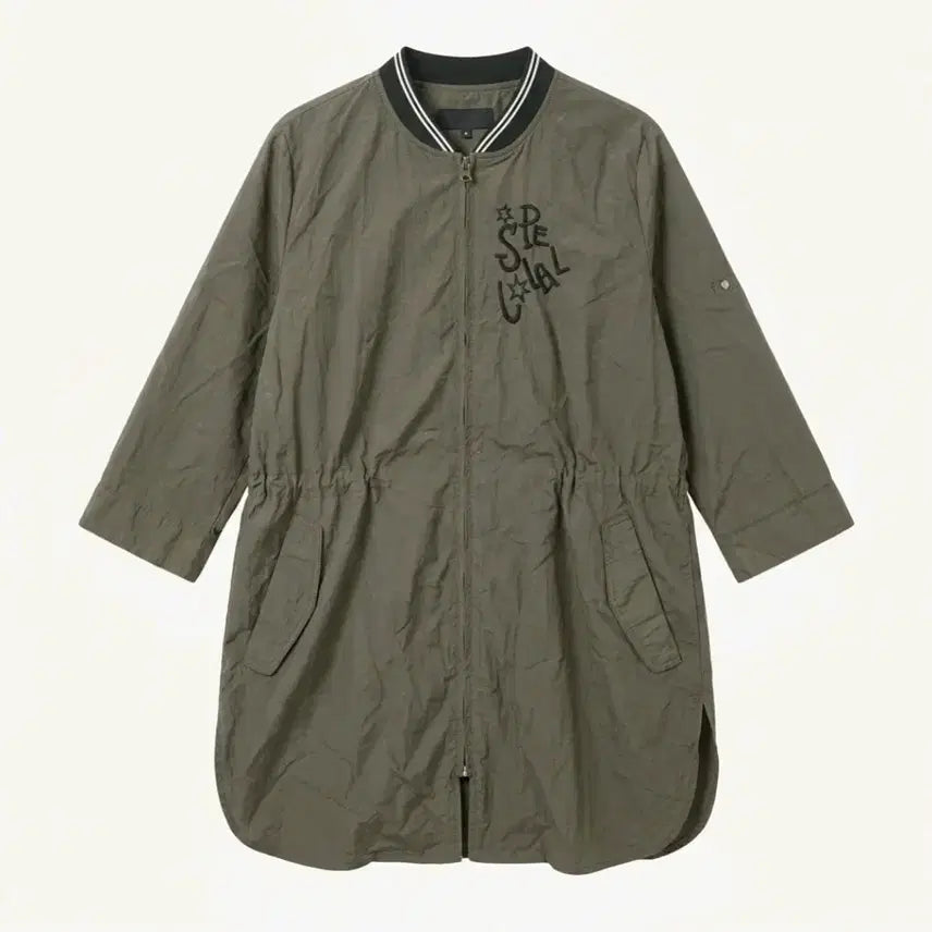 [BUNJANG] Khaki Long Windbreaker Jacket / [free] 카키색 롱 바람막이 환절기 봄가을 외투