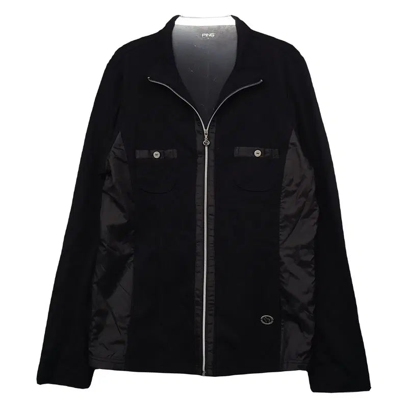 [BUNJANG] PING Black Rayon Functional Golf Zip-Up Jacket 105 / 핑 PING 블랙 레이온 기능성 골프 라운딩 모던 집업 자켓 105