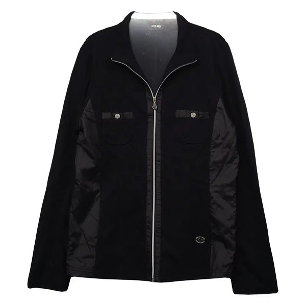 [BUNJANG] PING Black Rayon Functional Golf Zip-Up Jacket 105 / 핑 PING 블랙 레이온 기능성 골프 라운딩 모던 집업 자켓 105