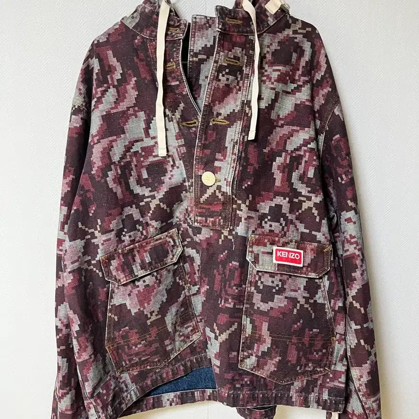 [BUNJANG] Kenzo Pixel Hooded Shirt Jacket M / 겐조 픽셀 후디드 셔츠 자켓 m