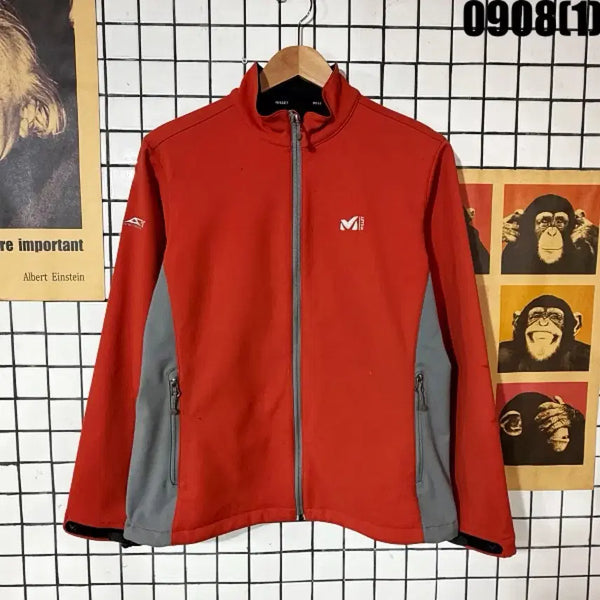 [BUNJANG] Millet Fleece Jacket Red/Grey Size M / 밀레 후리스 자켓 레드/그레이 M 0908