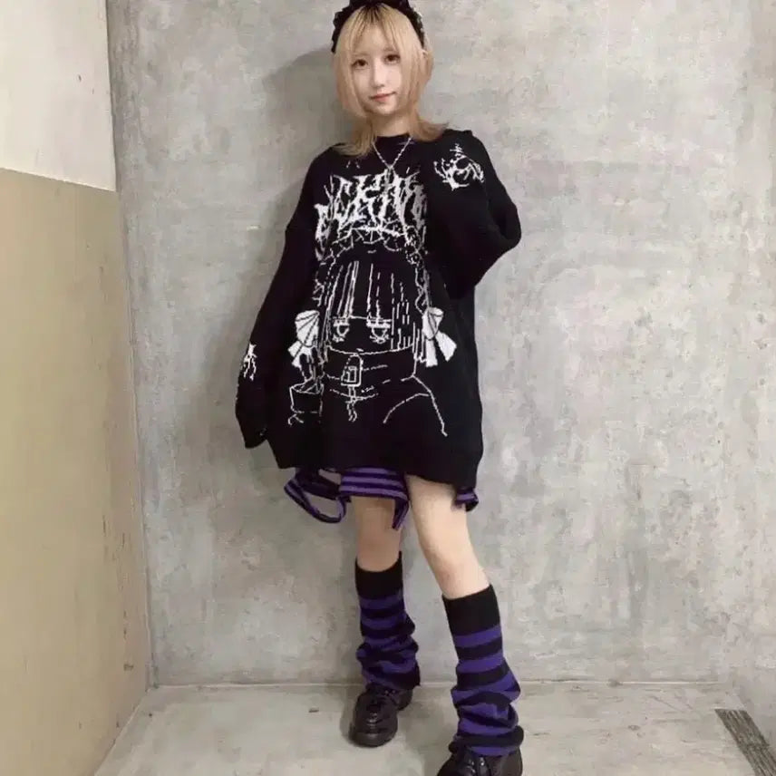 [BUNJANG] Volcan Knit Black / Volcan 볼칸 니트 검정 판매 지뢰계 중성계 서브컬쳐