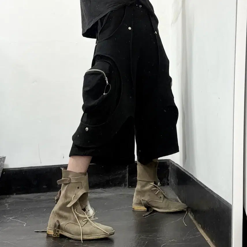 [BUNJANG] Etharsis Layered Sweat Cargo Bermuda Shorts / Etharsis 레이어드 스웻 카고 버뮤다 팬츠